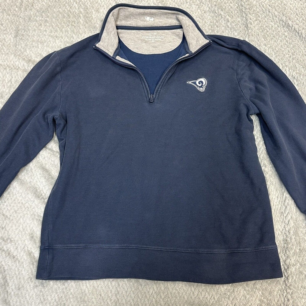 Los Angeles Rams Sweater‎ Mens Large Gray Vineyard Vines 1/4 Zip Pullover Pima